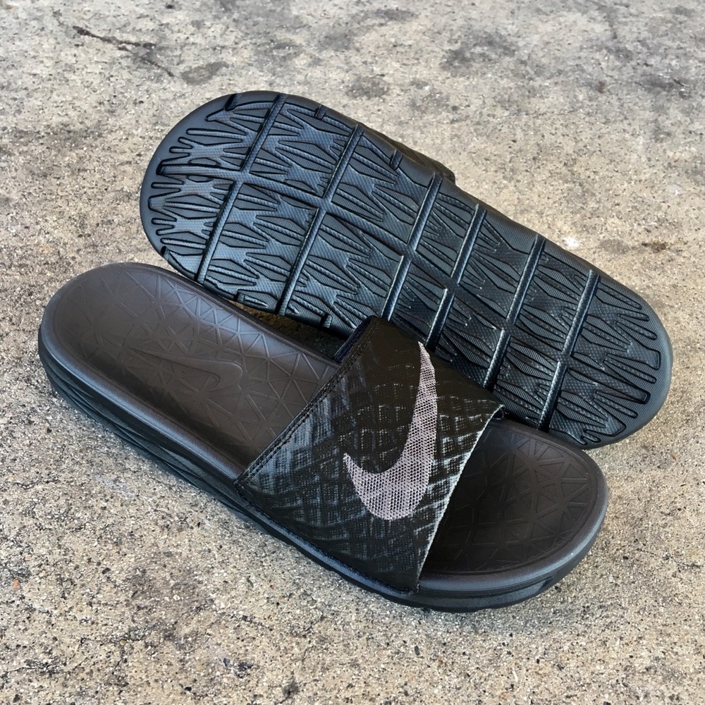 NIKE BENASSI SOLARSOFT SLIDES JDI BLACK  RAIDERS - Picture 7 of 7
